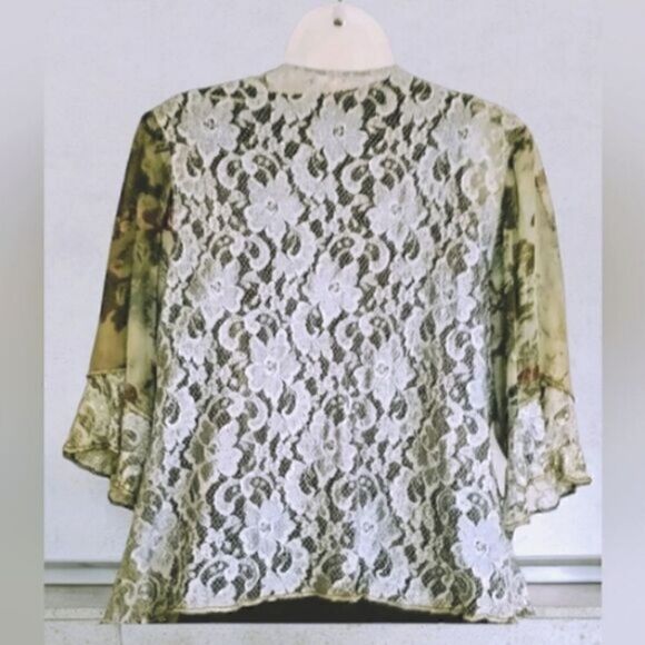 SUSAN GRAVER ESSENTIALS VELVET TOP Women's &  VINTAGE silky/Chiffon/Lace JACKET - Picture 7 of 15